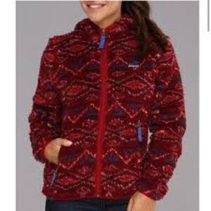 Patagonia Retro-X Aiyana Red Zip Up Fleece Hooded Tribal Jacket Medium